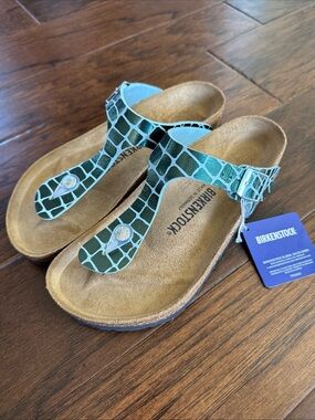 Birkenstock Gihza Croc Embossed Thong Sandals (39) US 8 NEW!